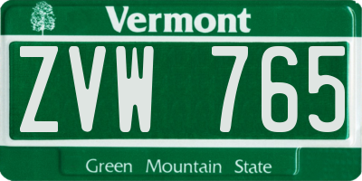 VT license plate ZVW765