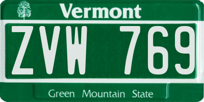 VT license plate ZVW769