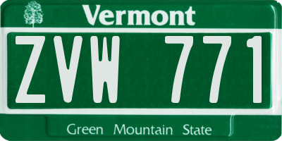 VT license plate ZVW771