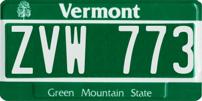 VT license plate ZVW773