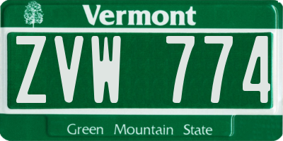 VT license plate ZVW774