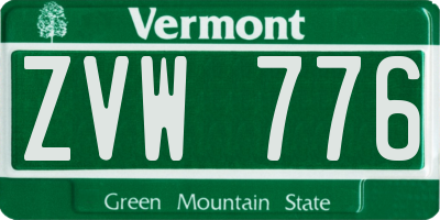 VT license plate ZVW776