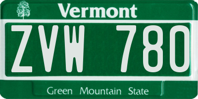 VT license plate ZVW780
