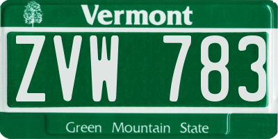VT license plate ZVW783