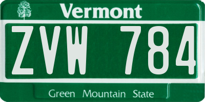 VT license plate ZVW784