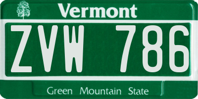VT license plate ZVW786
