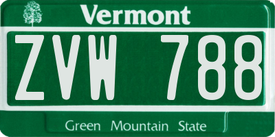 VT license plate ZVW788