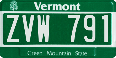 VT license plate ZVW791