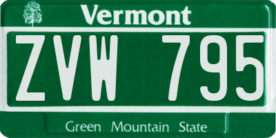 VT license plate ZVW795