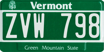 VT license plate ZVW798