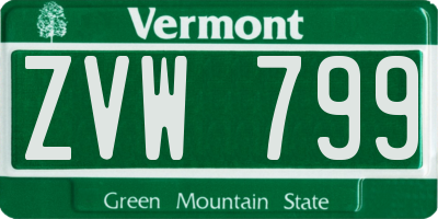 VT license plate ZVW799
