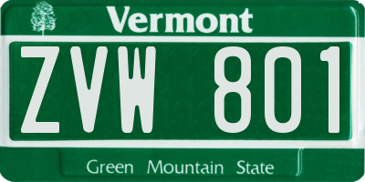 VT license plate ZVW801