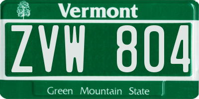 VT license plate ZVW804