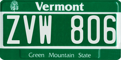 VT license plate ZVW806