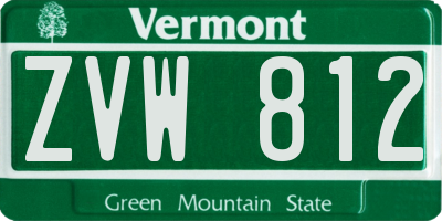 VT license plate ZVW812