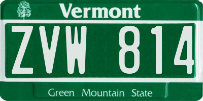 VT license plate ZVW814