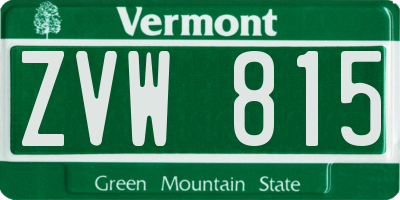 VT license plate ZVW815