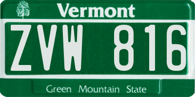 VT license plate ZVW816