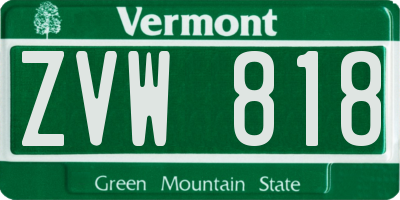 VT license plate ZVW818