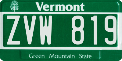 VT license plate ZVW819