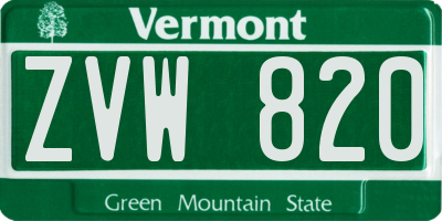 VT license plate ZVW820