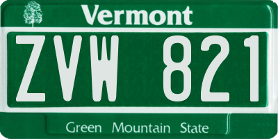 VT license plate ZVW821