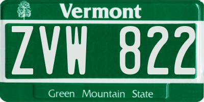 VT license plate ZVW822
