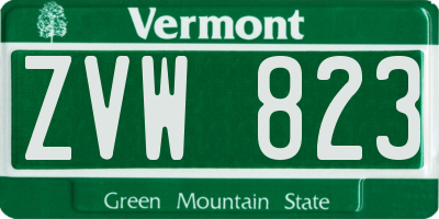 VT license plate ZVW823