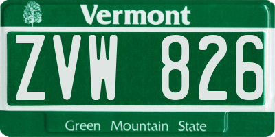 VT license plate ZVW826