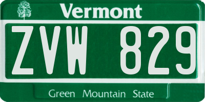 VT license plate ZVW829