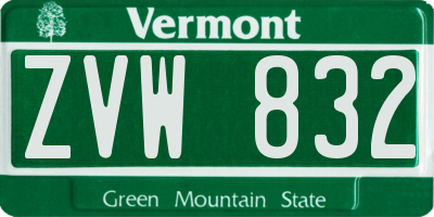 VT license plate ZVW832