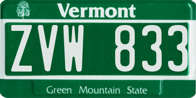 VT license plate ZVW833