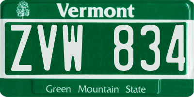 VT license plate ZVW834