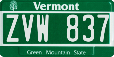 VT license plate ZVW837