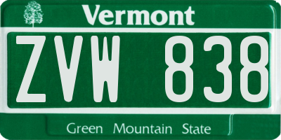 VT license plate ZVW838