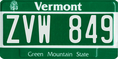 VT license plate ZVW849