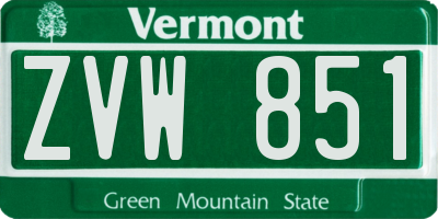 VT license plate ZVW851