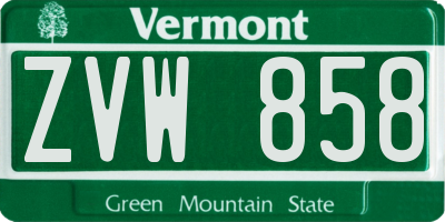 VT license plate ZVW858