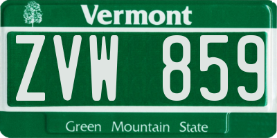 VT license plate ZVW859