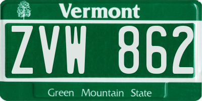 VT license plate ZVW862