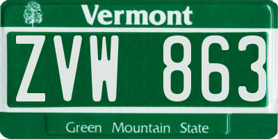 VT license plate ZVW863