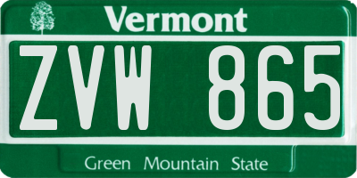 VT license plate ZVW865