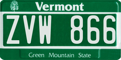 VT license plate ZVW866