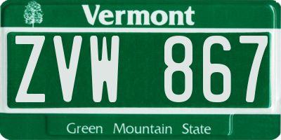 VT license plate ZVW867