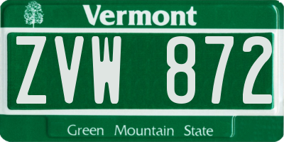 VT license plate ZVW872