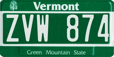 VT license plate ZVW874