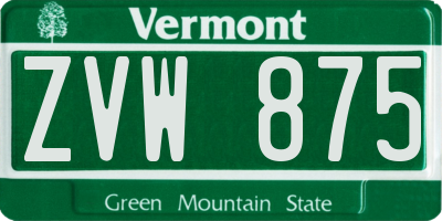 VT license plate ZVW875