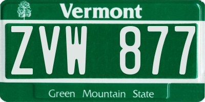 VT license plate ZVW877