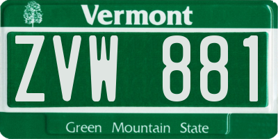 VT license plate ZVW881