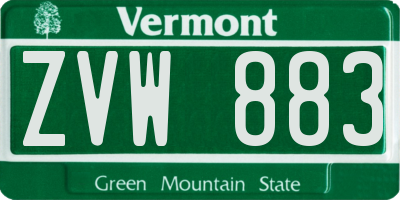VT license plate ZVW883